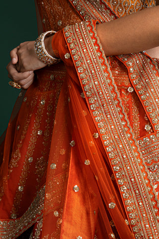 Tangerine Ember Glow Bridal Lehenga