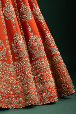 Tangerine Ember Glow Bridal Lehenga