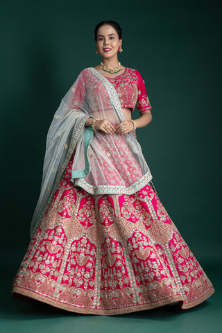 Vibrant Fuchsia Pink Bridal Lehenga