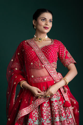 Classic Crimson Red Bridal Lehenga