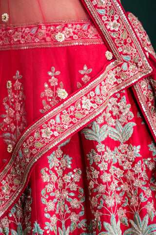 Classic Crimson Red Bridal Lehenga