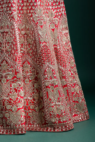 Regal Ruby Red Handcrafted Lehenga
