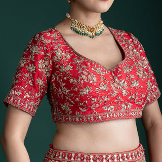 Regal Ruby Red Handcrafted Lehenga