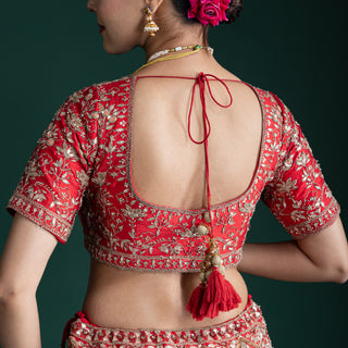 Regal Ruby Red Handcrafted Lehenga