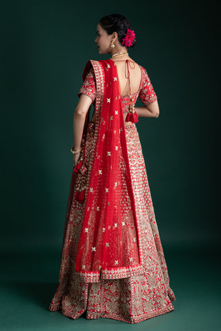 Regal Ruby Red Handcrafted Lehenga