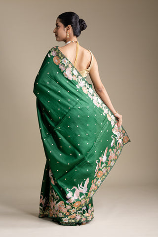 Emerald Bloom Harmony Silk Saree