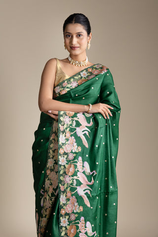 Emerald Bloom Harmony Silk Saree
