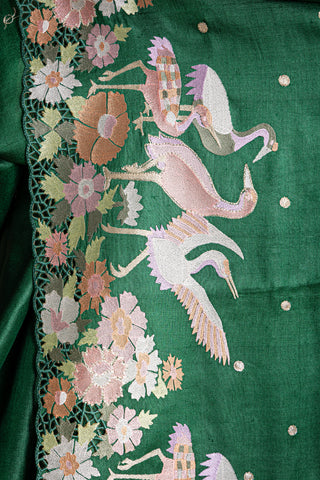 Emerald Bloom Harmony Silk Saree