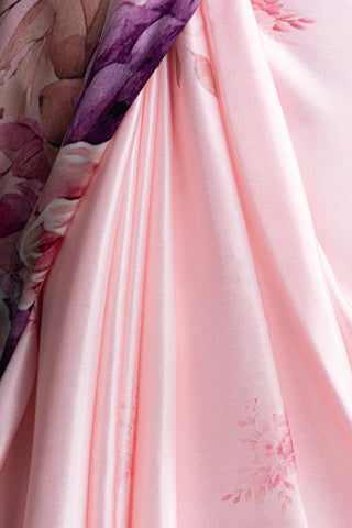 Rose Quartz Pink Floral Elegance Silk Saree