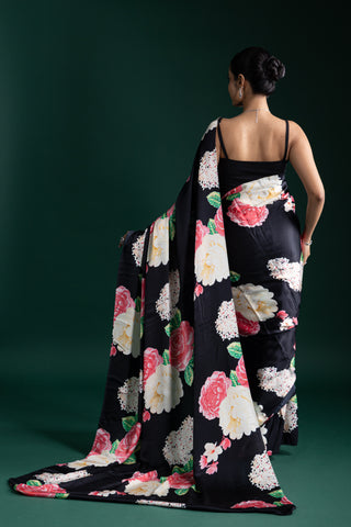 Noir Blossom Black Saree
