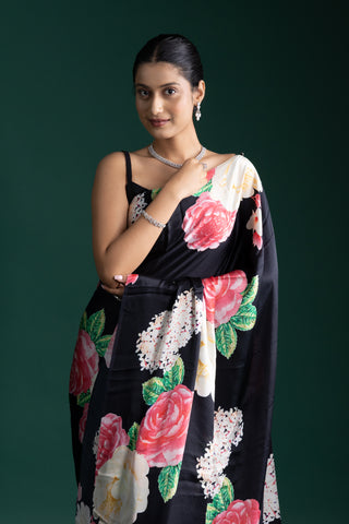 Noir Blossom Black Saree