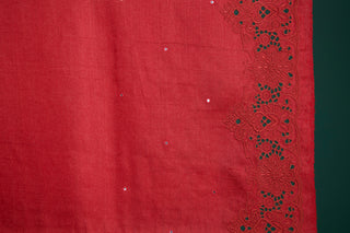 Crimson Luxe Silk Saree with Delicate Embroidered Highlights