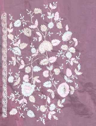 Blush Petal Pink Floral Embroidered Saree