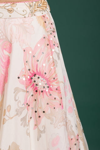 Graceful Ivory and Blush Pink Embroidered Floral Lehenga Set