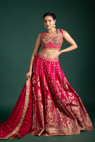 Crimson Gold Handcrafted Lehenga