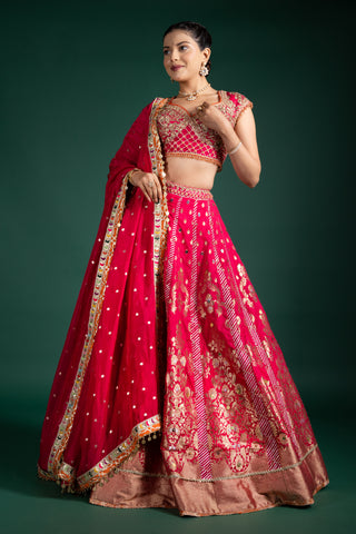 Crimson Gold Handcrafted Lehenga