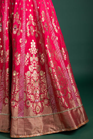 Crimson Gold Handcrafted Lehenga