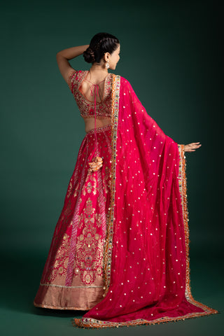 Crimson Gold Handcrafted Lehenga