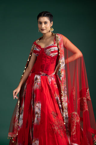 Elegant Scarlet Red Lehenga
