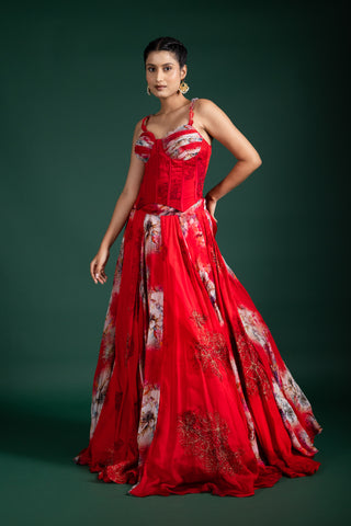 Elegant Scarlet Red Lehenga