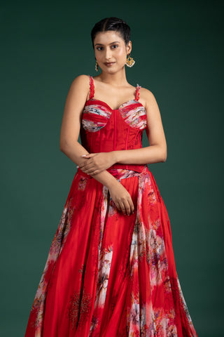 Elegant Scarlet Red Lehenga