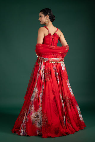 Elegant Scarlet Red Lehenga
