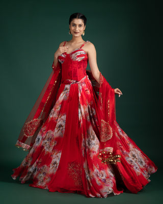 Elegant Scarlet Red Lehenga