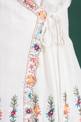 Ivory Bloom Floral Embroidered Long Jacket Anarkali Set