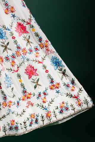 Ivory Bloom Floral Embroidered Long Jacket Anarkali Set