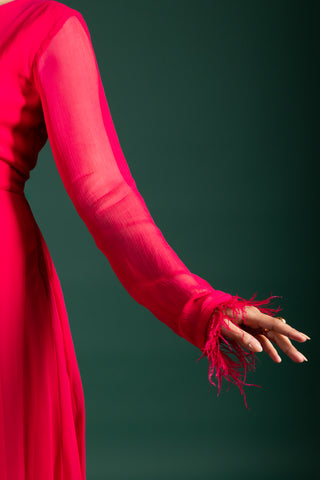 Graceful Crimson Rose Georgette Anarkali Gown