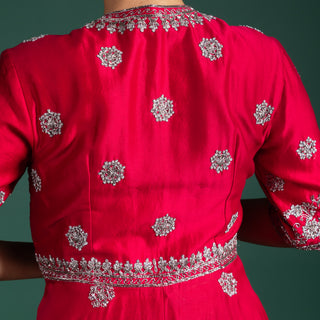 Vintage Crimson Bloom Anarkali