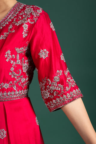 Vintage Crimson Bloom Anarkali