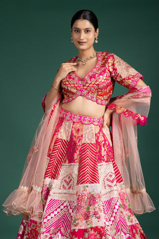 Regal Magenta Patchwork Lehenga