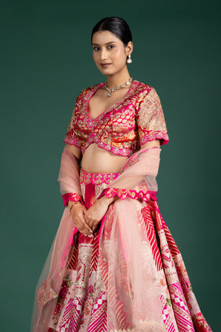 Regal Magenta Patchwork Lehenga