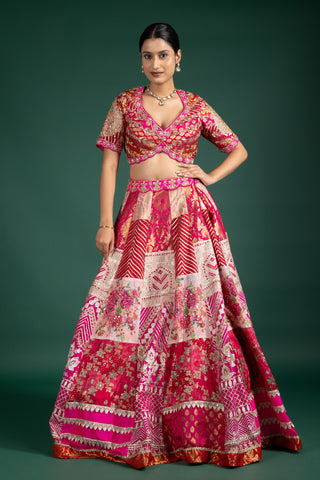 Regal Magenta Patchwork Lehenga
