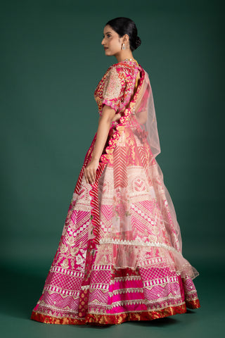 Regal Magenta Patchwork Lehenga