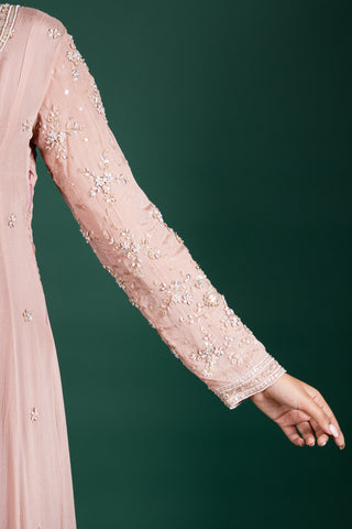 Graceful Rosé Blush Pink Embellished Anarkali
