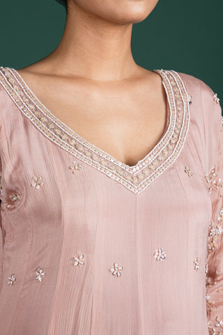 Graceful Rosé Blush Pink Embellished Anarkali