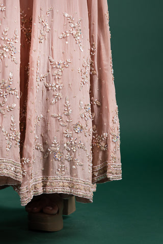 Graceful Rosé Blush Pink Embellished Anarkali