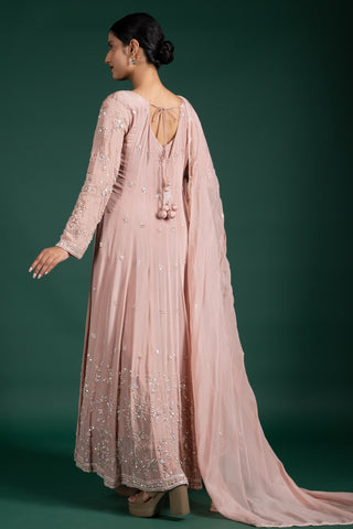Graceful Rosé Blush Pink Embellished Anarkali