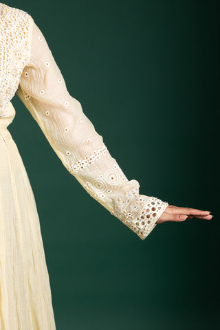 Lemon Sorbet Anarkali With Subtle Mirror Accents