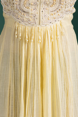 Lemon Sorbet Anarkali With Subtle Mirror Accents