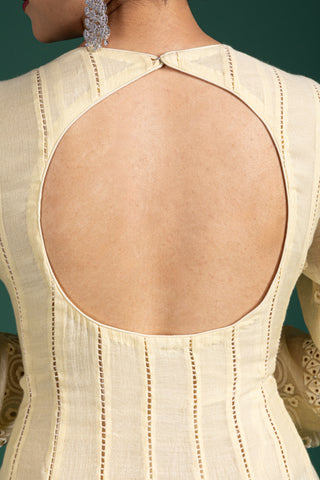 Lemon Sorbet Anarkali With Subtle Mirror Accents