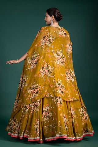 Olive Blossom Printed Lehenga