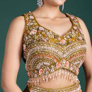 Olive Blossom Printed Lehenga