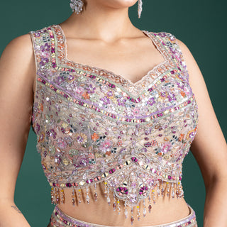 Elegant Blush Meadow Floral Lehenga