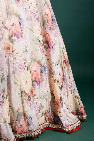 Elegant Blush Meadow Floral Lehenga