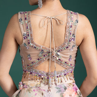 Elegant Blush Meadow Floral Lehenga