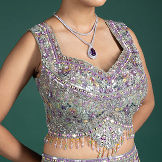 Chic Mint Bloom Floral Lehenga