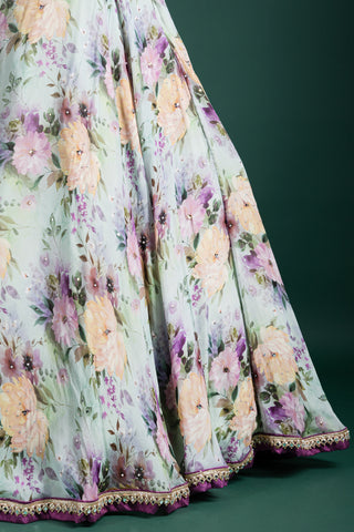 Chic Mint Bloom Floral Lehenga